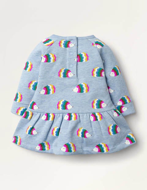 Robe-sweat cosy à imprimé - Hérissons bleu chiné Robe-sweat cosy à imprimé - Hérissons bleu chiné