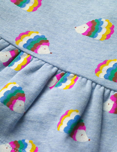 Robe-sweat cosy à imprimé - Hérissons bleu chiné Robe-sweat cosy à imprimé - Hérissons bleu chiné