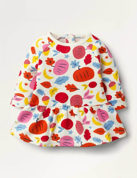 Cosy Printed Sweatshirt Dress - Orange Baby Harvest Cosy Printed Sweatshirt Dress - Orange Baby Harvest