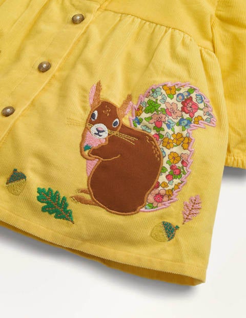 Long-sleeved Cord Dress - Honeycomb Yellow Squirrels Long-sleeved Cord Dress - Honeycomb Yellow Squirrels