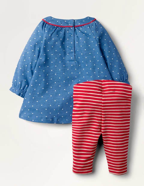 Jersey Appliqué Dress Set - Elizabethan Blue Pin Spot Jersey Appliqué Dress Set - Elizabethan Blue Pin Spot