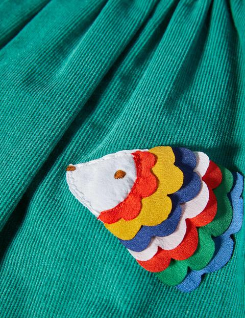 3-teiliges Latzkleid-Set mit Applikation - Sardiniengrün, Igel 3-teiliges Latzkleid-Set mit Applikation - Sardiniengrün, Igel