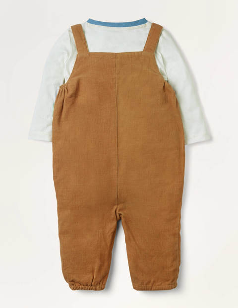 Owl Cord Dungaree Set - Butterscotch Brown Owl Cord Dungaree Set - Butterscotch Brown