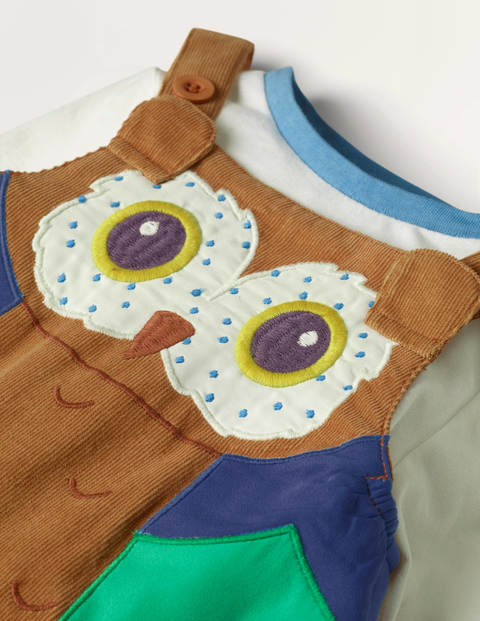 Owl Cord Dungaree Set - Butterscotch Brown Owl Cord Dungaree Set - Butterscotch Brown