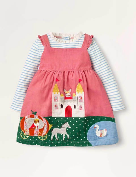 Pinny Kleid mit magischer Szene - Kirschblütenrosa, Schloss Pinny Kleid mit magischer Szene - Kirschblütenrosa, Schloss