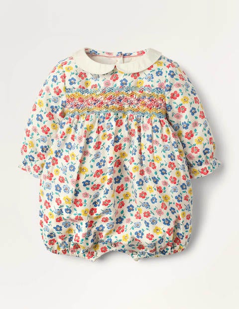 Smocked Nostalgic Romper - Multi Primrose Smocked Nostalgic Romper - Multi Primrose