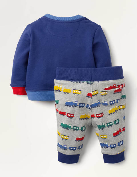 Bequemes Set aus Sweatshirt und Hose - Grau Meliert, Spielzeugzüge Bequemes Set aus Sweatshirt und Hose - Grau Meliert, Spielzeugzüge
