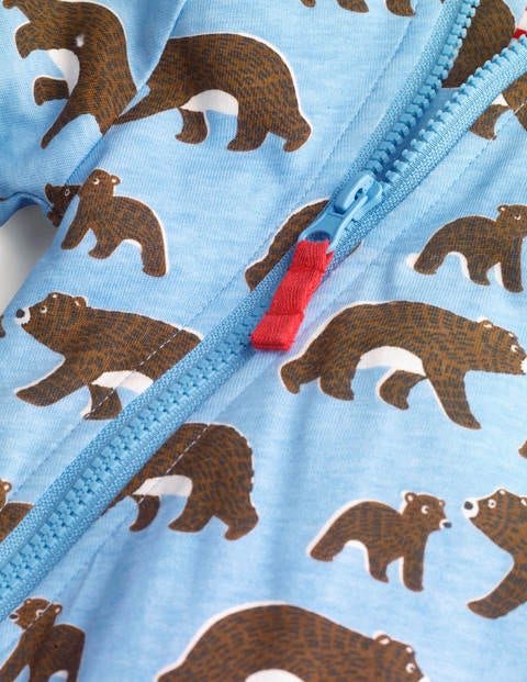 Gemusterter Einteiler mit Bärenjungen - Eisblau, Baby-Bären Gemusterter Einteiler mit Bärenjungen - Eisblau, Baby-Bären