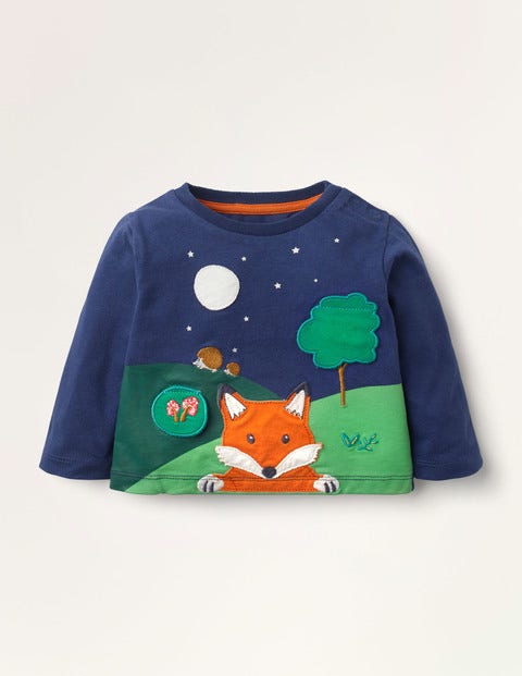 Woodland Lift-the-flap T-shirt - Starboard Blue Fox Woodland Lift-the-flap T-shirt - Starboard Blue Fox