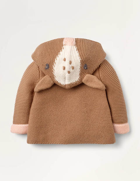 Veste à capuche en maille à motif cerf - Marron souris chiné Veste à capuche en maille à motif cerf - Marron souris chiné
