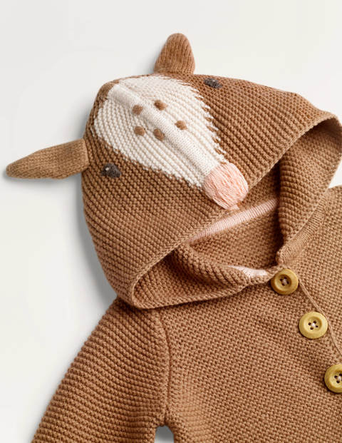 Veste à capuche en maille à motif cerf - Marron souris chiné Veste à capuche en maille à motif cerf - Marron souris chiné