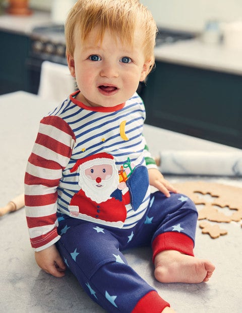 Festive Lift-the-flap T-shirt - Ivory/Elizabethan Blue Santa Festive Lift-the-flap T-shirt - Ivory/Elizabethan Blue Santa