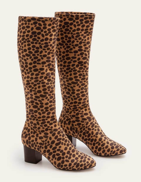 Round Toe Stretch Boots - Natural Cheetah