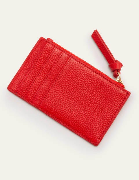 Leather Coin & Card Holder - Natural Cheetah/Red Leather Coin & Card Holder - Natural Cheetah/Red