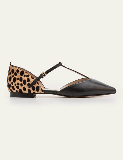 Sienna T-Bar Flats - Black/Natural Cheetah Sienna T-Bar Flats - Black/Natural Cheetah