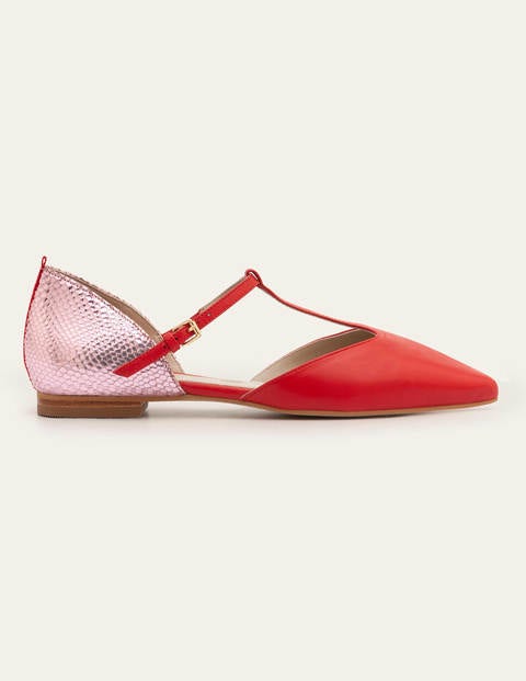 Sienna T-Bar Flats - Red/Plum Blossom Snake Sienna T-Bar Flats - Red/Plum Blossom Snake