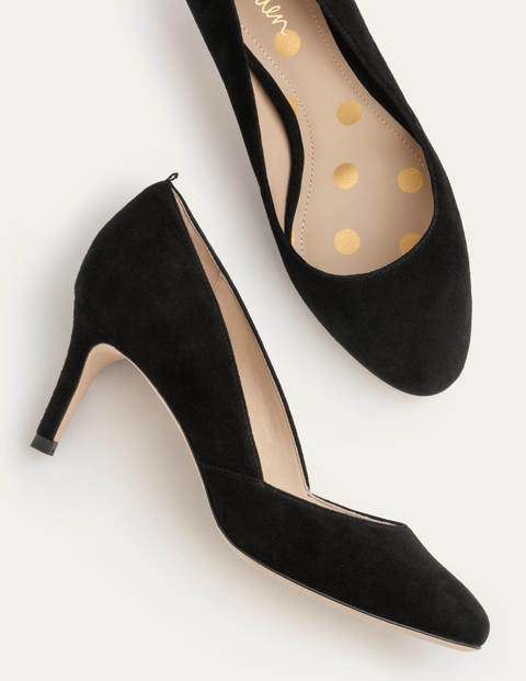 black peep toe shoes mid heel