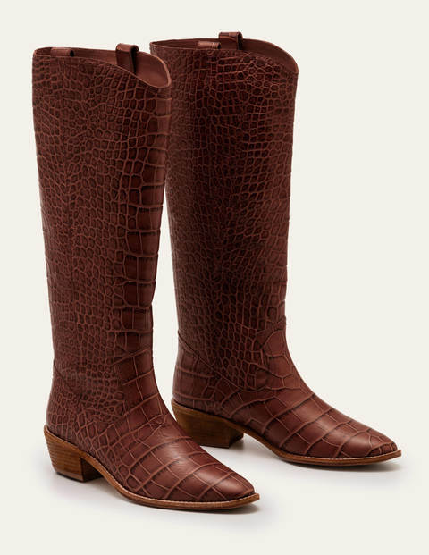 Bottes hauteur genou Allendale - Crocodile acajou Bottes hauteur genou Allendale - Crocodile acajou