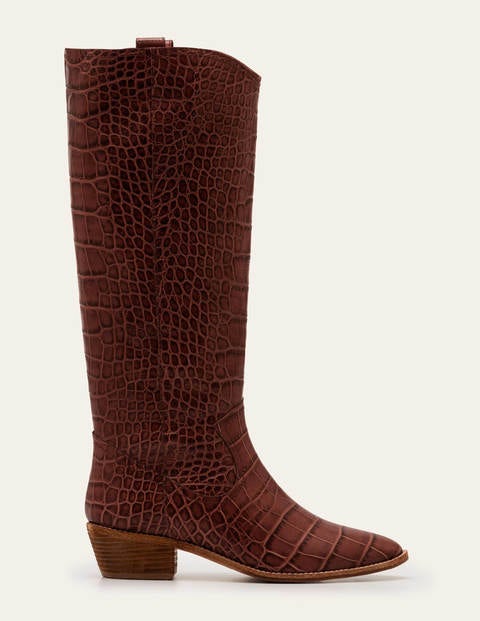 Bottes hauteur genou Allendale - Crocodile acajou Bottes hauteur genou Allendale - Crocodile acajou