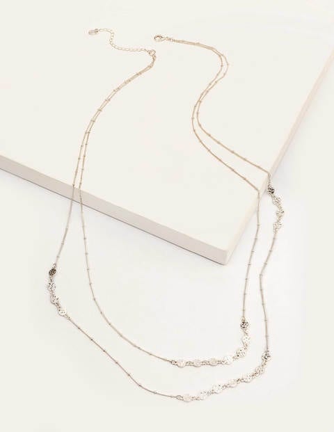 Mini Disc Longline Necklace - Silver Metallic Mini Disc Longline Necklace - Silver Metallic