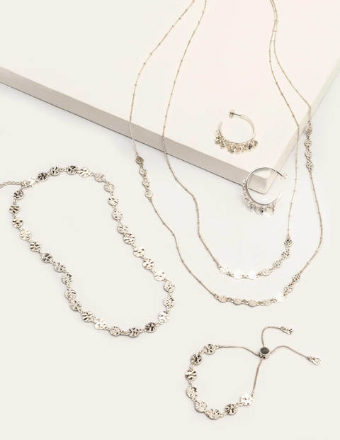 Mini Disc Longline Necklace - Silver Metallic Mini Disc Longline Necklace - Silver Metallic