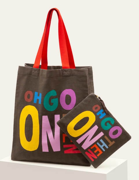 Printed Tote Bag - Classic Khaki Printed Tote Bag - Classic Khaki