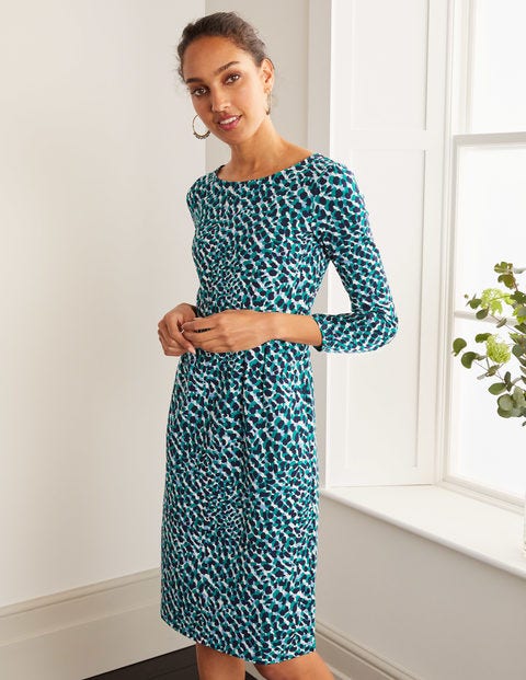 Penny Jersey Dress - Ivory, Abstract Animal Penny Jersey Dress - Ivory, Abstract Animal