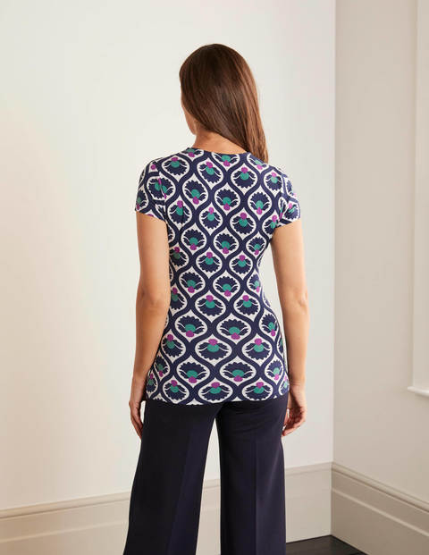 Short Sleeve Jersey Wrap Top - Navy, Bramble Bud Short Sleeve Jersey Wrap Top - Navy, Bramble Bud