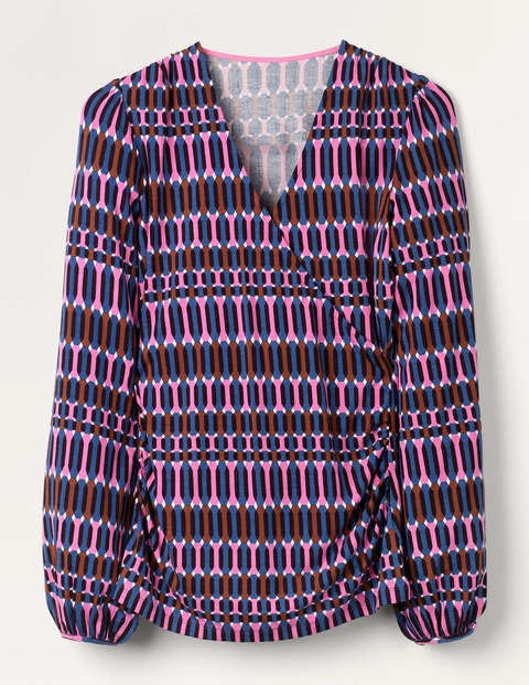 Elodie Jersey Wrap Top - Plum Blossom, Crystals Elodie Jersey Wrap Top - Plum Blossom, Crystals