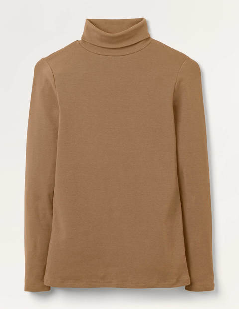 Essential Roll Neck Tee - Camel Essential Roll Neck Tee - Camel