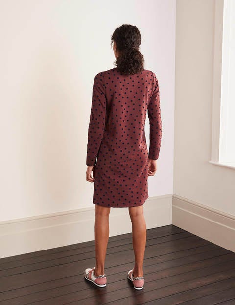 Sweatshirt Dress - Maroon, Scattered Dot Sweatshirt Dress - Maroon, Scattered Dot