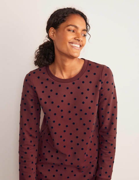 Sweatshirt Dress - Maroon, Scattered Dot Sweatshirt Dress - Maroon, Scattered Dot