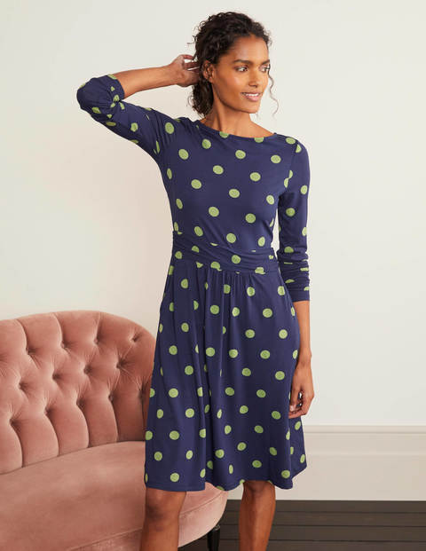 Abigail Jerseykleid - Navy/Feldgrün, Lineare Tupfen Abigail Jerseykleid - Navy/Feldgrün, Lineare Tupfen