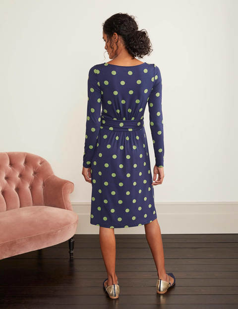 Abigail Jerseykleid - Navy/Feldgrün, Lineare Tupfen Abigail Jerseykleid - Navy/Feldgrün, Lineare Tupfen