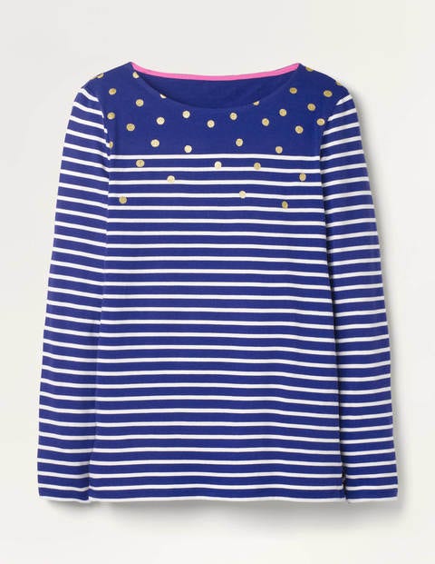Marinière manches longues - Bleu gemme/pois dorés Marinière manches longues - Bleu gemme/pois dorés
