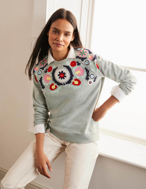 Le sweat - Gris chiné, broderie multi Le sweat - Gris chiné, broderie multi