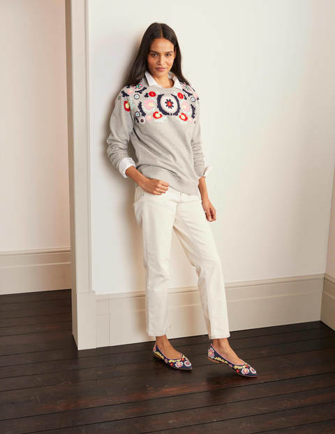Le sweat - Gris chiné, broderie multi Le sweat - Gris chiné, broderie multi