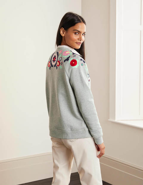 Le sweat - Gris chiné, broderie multi Le sweat - Gris chiné, broderie multi