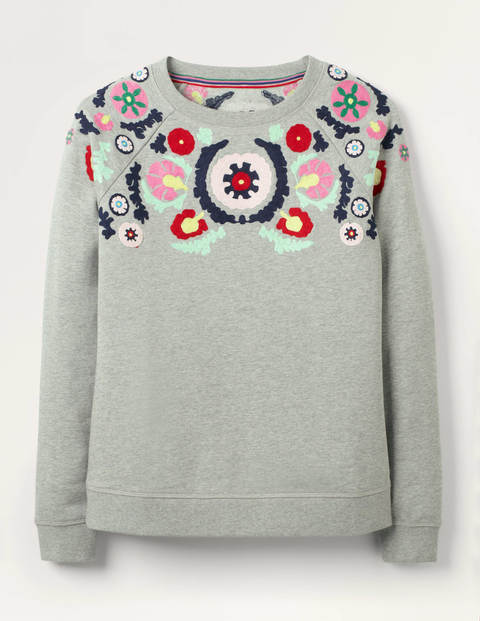 Le sweat - Gris chiné, broderie multi Le sweat - Gris chiné, broderie multi