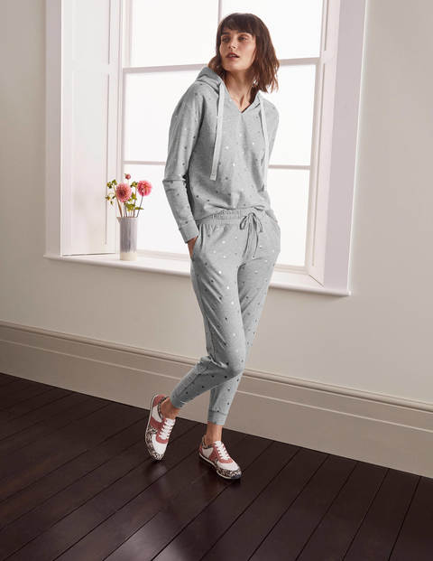 Jersey Lounge Hoodie - Grey Marl, Polka Dot Jersey Lounge Hoodie - Grey Marl, Polka Dot