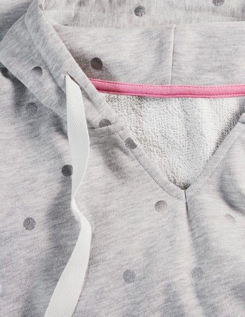 Jersey Lounge Hoodie - Grey Marl, Polka Dot Jersey Lounge Hoodie - Grey Marl, Polka Dot