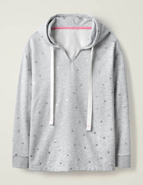 Jersey Lounge Hoodie - Grey Marl, Polka Dot Jersey Lounge Hoodie - Grey Marl, Polka Dot