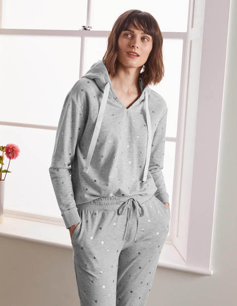Jersey Lounge Hoodie - Grey Marl, Polka Dot Jersey Lounge Hoodie - Grey Marl, Polka Dot