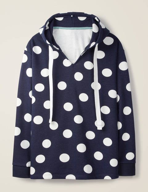 Jersey Lounge Hoodie - Navy and Ivory, Scatter Spot Jersey Lounge Hoodie - Navy and Ivory, Scatter Spot