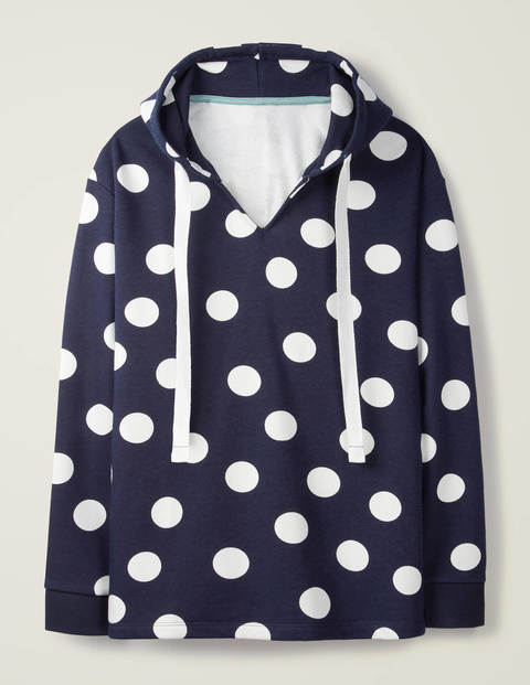 Gemütlicher Kapuzenpullover aus Jersey - Navy/Naturweiß, Verstreute Punkte Gemütlicher Kapuzenpullover aus Jersey - Navy/Naturweiß, Verstreute Punkte