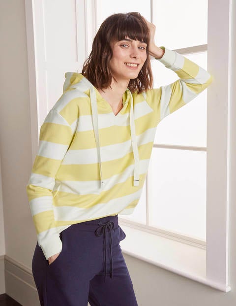 Jersey Lounge Hoodie - Lemon Wide Stripe Jersey Lounge Hoodie - Lemon Wide Stripe