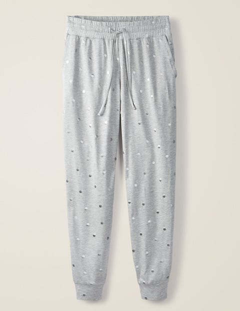 Cuffed Jersey Joggers - Grey Marl, Polka Dot Cuffed Jersey Joggers - Grey Marl, Polka Dot