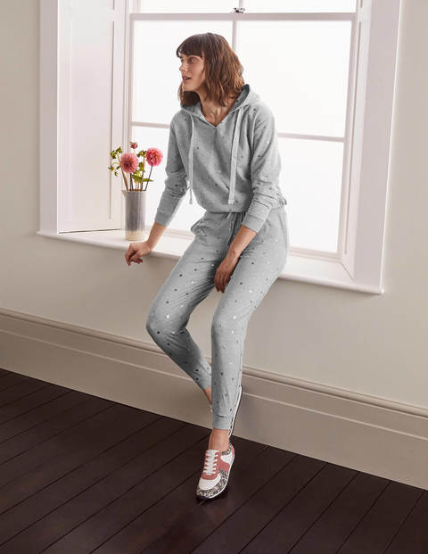 Cuffed Jersey Joggers - Grey Marl, Polka Dot Cuffed Jersey Joggers - Grey Marl, Polka Dot