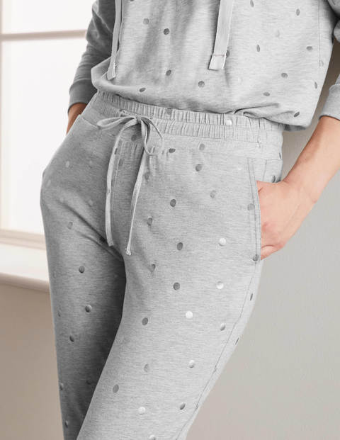 Cuffed Jersey Joggers - Grey Marl, Polka Dot Cuffed Jersey Joggers - Grey Marl, Polka Dot