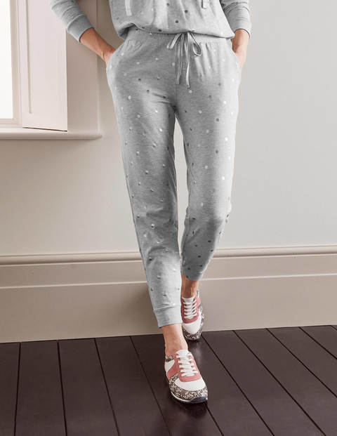 Cuffed Jersey Joggers - Grey Marl, Polka Dot Cuffed Jersey Joggers - Grey Marl, Polka Dot